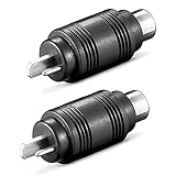 2X DIN Lautsprecherstecker auf Cinch-Buchse | Gerade | Boxen Audio Adapter Kabelanschluss Lautsprecher Chinch Buchse Kupplung | Schwarz | 2 Stück
