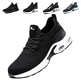 Fadezar Sicherheitsschuhe S3 Herren Leichte Arbeitsschuhe Herren Damen Sportliche Atmungsaktive Stahlkappenschuhe rutschfeste Arbeitsturnschuhe 01 Schwarz 44 EU/270