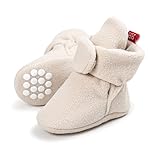 TMEOG Unisex-Baby Winterschuhe Fleece Booties Babyschuhe Neugeborenes Krabbelschuhe Baby Boots Gefütterte Stiefel Wolle Walk Schuhe Rutschfest für Baby(Beige, 6_12Monate)