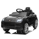 LALAHO Kinder Elektroauto 12V Kinderauto Elektrisch 2,4G-Fernbedienung, Elektrofahrzeuge 2-türig mit MP3, Musik, Hupe, LED-Leuchten (schwarz)