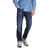 JACK & JONES Jeans Regular Fit Denim Stone Washed Mid Waist mit Heller Naht JJICLARK JJORIGINAL, Farben:Blau,Größe Jeans:W34 L30,Z - Länge L30/32/34/36/38:L30