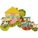 Hess Holzspielzeug 30304 - Garderobe aus Holz, Serie Bauernhof, mit 5 Haken, für Kinder, ca. 37 x 24,5 x 6,5 cm groß, handgefertigt, für Kinderzimmer und Flur