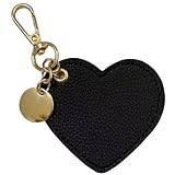 CALFOVERA Schlüsselanhänger Mit Herzanhänger Für Damen PU Leder Herz Schlüsselringhalter Organizer Mit Legierungsverschluss Süßer Taschenanhänger Schlüsselanhänger Für Auto Damen Purese (Schwarz)