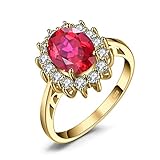 JewelryPalace Prinzessin Diana Kate Middleton 3.2ct Erstellt Rubin Gold, Verlobungsring Eheringe Promise Verlobung Ring Silber 925 Damen, Silberringe Antragsring Ringe, Edelstein Damen Schmuck 54