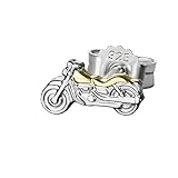 NKlaus Einzel Motorrad klein 925 Sterlingsilber Ohrstecker Bicolor 8*4mm Silber Ohrring 4833