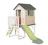 Smoby Life - Stelzenhaus (150x160x197x243 cm) mit mind. 60% Recycling Anteil - Spielhaus mit Rutsche, XL Spiel-Villa auf Stelzen, mit Fenstern, Tür, Veranda, Leiter, für Jungen und Mädchen ab 2 Jahren