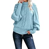 Mobanna Rollkragenpullover Damen Zopfmuster Pullover Herbst Winter Strickpullover Norweger Pulli Oversize Sweater Jacquard Grober Langarm Elegant Warm Winterpullis