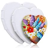Leere Leinwand zum Malen, 3 Stück Bespannte Leinwand Rahmen 4/6/8 Zoll Herzform Baumwolle Leinwand zum Bemalen Aus Baumwolle, Künstler Zeichenbrett für Acrylfarben und Ölmalerei (Weiß)
