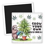 Grow Your Own Happiness Weed Design 50er Jahre - Kühlschrankmagnet - Trippy Magnete - bunte Magnete - kreative Geschenke - Vintage-Magnete - Wohnaccessoires - positive Botschaften