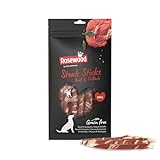 Rosewood Steak Sticks Rind & Seelachs Small – Kausnack aus Rinderhaut für Hunde, unterstützt die Zahnpflege, ohne Getreide und Gluten, ohne künstliche Zusatzstoffe, 90 g