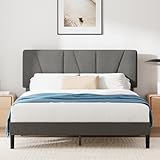 Zinus Maya Polsterbett 180x200 cm mit Kopfteil - 30 cm Hohes Bett 180x200 mit Lattenrost aus Holz - Kompakte Verpackung & Einfache Montage - Dunkelgrau