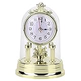 Kaminuhren Europäische Retro-Stil Wohnzimmer Uhr Antik Silent Tischuhr Für Wohnzimmer Schlafzimmer Büro Wohnkultur 11 x 17 cm (Gold)