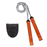 Heveer Hand Kettensäge Tragbar Karbonstahlzähnen Handkettensäge mit Gürteltasche Sägelänge 65cm für Garten Camping Jagd Wandern