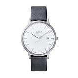 DUGENA Herren-Armbanduhr, 4461056, Berlin, Quarz, weißes Zifferblatt, Titangehäuse, Mineralglas, Lederarmband, Dornschließe, 3 bar