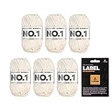 myboshi No.1-Wolle, inkl. original Label in Lederoptik, zum Häkeln und Stricken, Ll. 55m /50g, 30% Merinowolle Beige (Elfenbein) 6 Knäuel