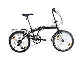 Multibrand PROBIKE Folding 20 Zoll Klapprad, Faltrad, 6 Gang, Herren-Fahrrad & Jungen-Fahrrad, Schutzbleche, geeignet ab 155 cm - 185 cm (Schwarzgrüner Glanz)
