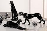 Casablanca Design Skulptur 3er Set Leoparden Keramik Leopard Panther Wohnzimmer Skulpturen Deko Modern