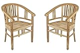 SAM 2er Spar-Set Gartenstuhl Sessel aus Teak Holz mit Armlehnen Moreno Braun