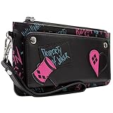 Birds of Prey Harley Quinn Property of Joker Neon Geldbörse/Portemonnaie Clutch mit Münzfach & Kartenhalter, Schwarz