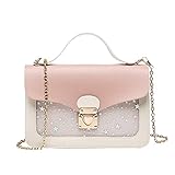 Hjkiopc Mädchenkette Minitasche, kleine Mädchen rosa kleine Tasche, kleine Mädchenhandtasche, Mädchenhandtasche mit großem Fassungsvermögen mit abnehmbarer Kette (Stern-Pink)