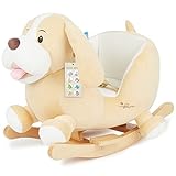 Bieco Plüsch Schaukeltier Hund 'Sam' | Kinder Schaukelstuhl mit Sicherheitsgurt | Baby Schaukel | Schaukel Kleinkind | Schaukeltier Baby Zimmer Schaukelwippe ab 9 Monate | Schaukelpferd Holz