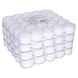 pajoma® Teelichte Weiß | unbeduftete Teelichter | Brenndauer: ca. 8 Std. - 20g Wachsgewicht, 26 x 40 mm | Gastro, Hochzeit, Dekorieren, Feiern, Entspannen, Outdoor, Party (100 Stück (1er Pack))