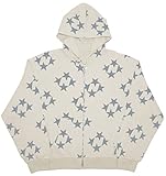 WINKEEY Damen Y2K Zip Up Hoodie Sterne Vintage Jacke Oversized Langarm Sweatshirts Harajuku E-Girl Oberteil Pullover, Weiß M