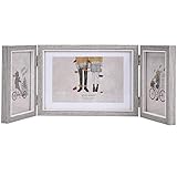 Alishomtll faltbar Bilderrahmen für 3 Fotos Holz MDF für Foto Bilder, Fotorahmen Fotogalerie Portraitrahmen Rahmen Frame (Grau, 2x10x15 cm + 1x13x18 cm)