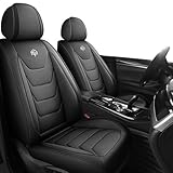 Chifeng PU Leder Autositzbezüge Auto Vordersitz 2 Stück Set Fit für Mercedes-Benz C-Klasse W202 W203 W204 W205 E-Klasse W210 W211 W212 W213 w124 Universal wasserdicht Autositzbezüge (schwarz)