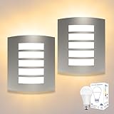 Unikcst 2er Set Außenlampe E27 Wandlampe IP44 Aussenlampe Wand Gebürstet Edelstahl ABS für Hauswand Balkon Badezimmer Wandleuchte Innen inkl.2 x 12W Warmweiß LED Leuchtmittel