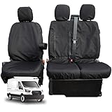 PRIMUS SEAT COVERS Sitzbezüge für Ford Transit Mk 8 Fahrer- und Doppel-Beifahrersitze, passgenau, wasserdicht, strapazierfähig, schwarz, für LKW, Fahrzeugzubehör
