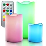 Retoo Led Kerzen mit Fernbedienung, RGB LED-Kerzen, Flammenloses Kerzenlichter, Stumpenkerze, Batteriekerzen, LED Stabkerzen, Farbwechseln, Deko Weihnachten Halloween Party