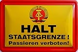 Halt Staatsgrenze passieren verboten Grenze Mauer DDR - Blechschild Schild 20x30cm -