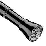 Zipglo 1 Stück Gardinenstange ohne Bohren 70-127 cm Duschvorhangstange Teleskopstange Vorhangstange Kleiderstangen Spannstange Verstellbare für Badezimmer, Fenster, Küche, Schrank, Schwarz