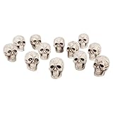 Boland 74390 - Totenkopf-Set, 12 Stück, Größe 4 x 3 cm, Deko Skelett, Dekoration für Halloween, Mottoparty und Karneval