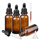 Pipette Bottles 50 ml Brown Glass Bottles Apothecary Bottles with Dropper Pipette for Essential Oils, Perfume Oils, Liquid Dyes Aromatherapy Blends, Pack of 4