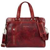 STILORD 'Lory' Aktentasche Damen Leder Vintage Business Laptoptasche 13,3 Zoll MacBooktasche als Handtasche Umhängetasche für Büro Office Echtleder, Farbe:kara - rot