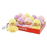 Sekiguchi 201495 - Original Monchhichi, Plüschtier sortiert in Gelb, Lila und Rosa, ca. 15 cm großes Kuscheltier aus weichem Plüsch