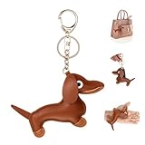Giantree Schlüsselanhänger Dackel, Süße Welpe Hundetasche Anhänger Leder Glücksbringer Dackel Keychain Geschenke für Lieblingsmensch Frauen Männer Kinder Geburtstag Schlüsselring (Hellbraun)