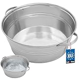 KOTARBAU® Zinkwanne für Garten groß 13 Liter Rund verzinkter Stahl Zink Blumentopf Garten Getränkekühler verzinkte Wanne Zinkschale Garten Sektkühler Blechschüssel Garten Pflanzschale