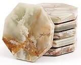 Radicaln Marmor-Untersetzer-Set, 8,9 cm, handgefertigt, Stern-Untersetzer für Getränke, Grüner Onyx, 6 Stück