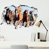SUPERDANT 3D Wandtattoo Pferde Wandsticker Galoppierende Pferde Wandaufkleber Für Wände Abziehen Und Aufkleben Vinyl Wandsticker Für Jungenzimmer Wohnzimmer Kinderzimmer Pferdeliebhaber
