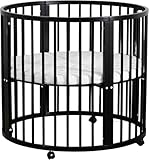 Buxibo Baby Box - Laufstall - Spielbox - Playpen - Kinderbox - Rund - Inkl. Matratze - Mit Rollen - 92x92x80,5cm - Schwarz