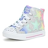 Skechers Twinkle Sparks-Stellar Star Sneaker für Mädchen, Silber/mehrfarbig, 18.5 EU