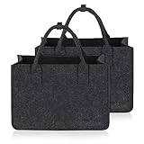 2Stk Filztasche Einkaufskorb,30L große Einkaufs-Tasche Filztaschen Shopping Bag, zweifarbig dunkelgrau/türkis, lange Henkel, Einkaufskorb faltb 5MM Verdickt (dunkelgrau)