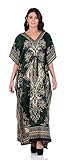 Shah Crafts. Damen Kaftan Tunika Kimono Langes Maxi Party Kleid für Loungewear Urlaub Nachtwäsche Strand Cover Up Kaftans Einheitsgröße, grün, Einheitsgröße