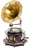 Grammophon 70cm Trichtergrammophon Schellackplatte Grammofon antik Stil verziert