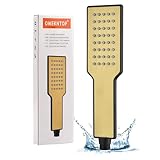 OMEKNTOP Duschkopf Wassersparend Gebürstetes Gold, Duschkopf Regendusche mit Druckerhöhung, Anti-Stau-Silikondüse, Handbrause für Badezimmer, Wohnmobil, Boot, Wohnwagen und Wohnmobil (Ohne Schlauch)