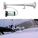 Madlife Garage Hupe Luft Silver Horn Kit 12V 150db lkw hupe Lufthorn Drucklufthorn Auto Horn mit Kompressor Laut Kompressor Fanfare für Auto Boote Vans