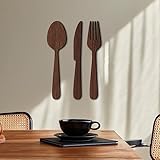 3 Stück Holz Geschirr Set, Schild Gabel & Löffel Messer Wanddekoration,Hängende Kunst Küche Essen Schild Landhaus Deko Hintergrund Wanddekoration Für Küche Esszimmer Zuhause Restaurant ( Color : A , S